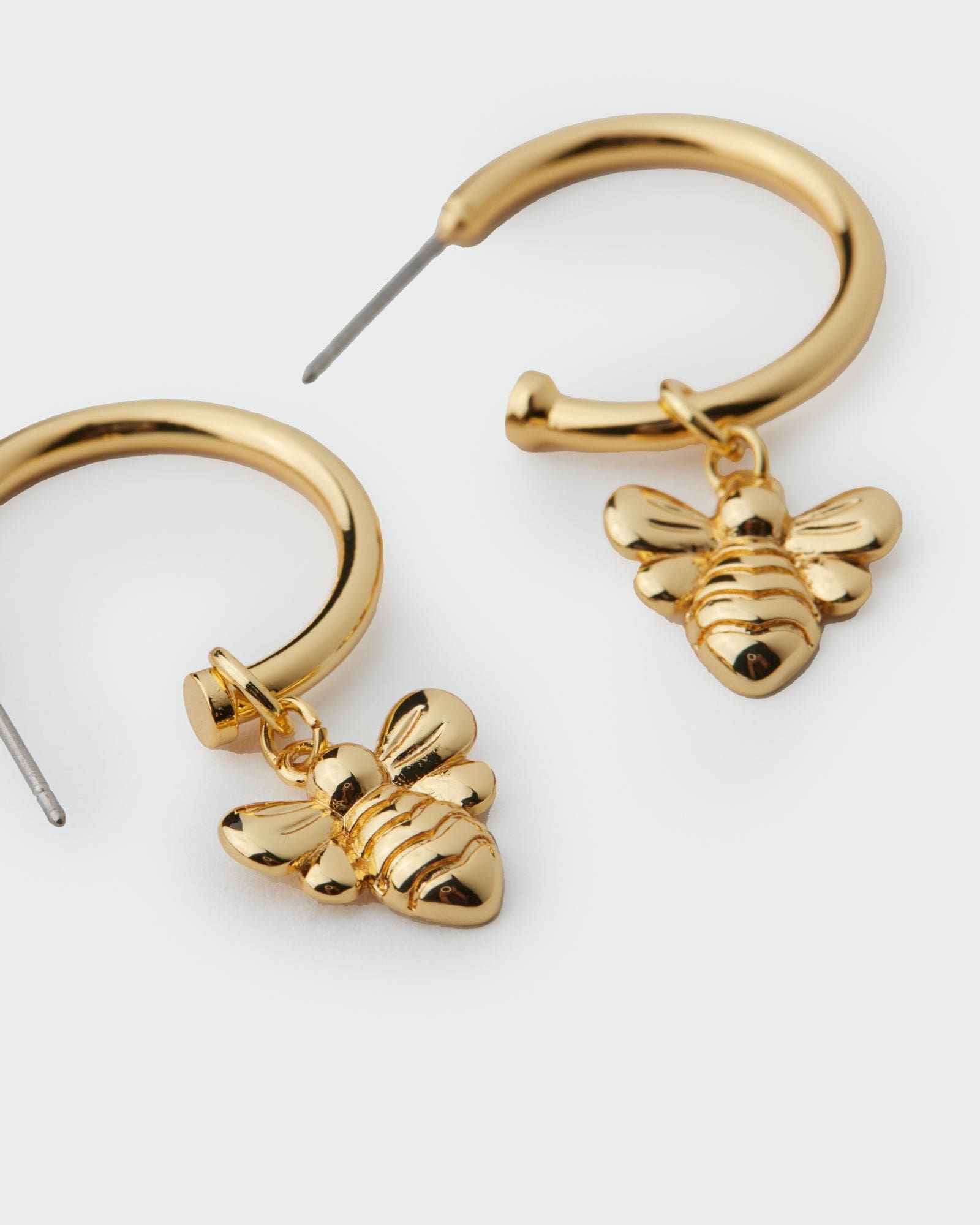 Gold hoops with bee charms