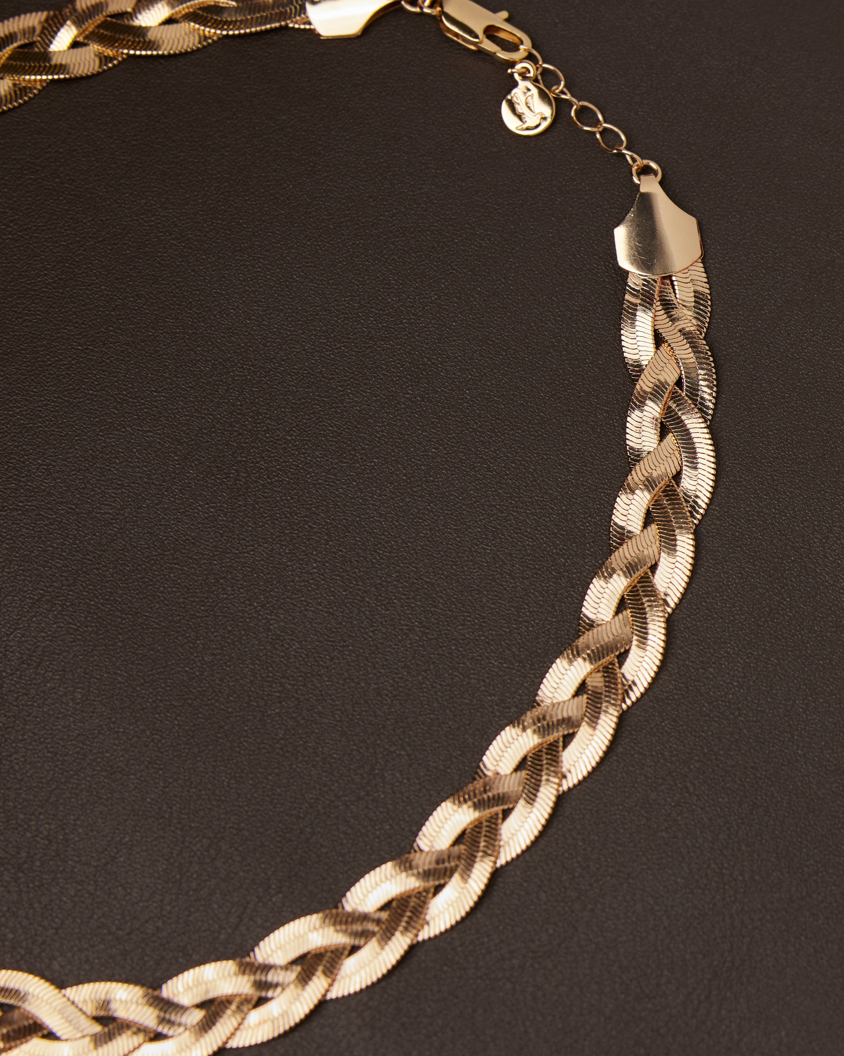 Gold braided chain necklace