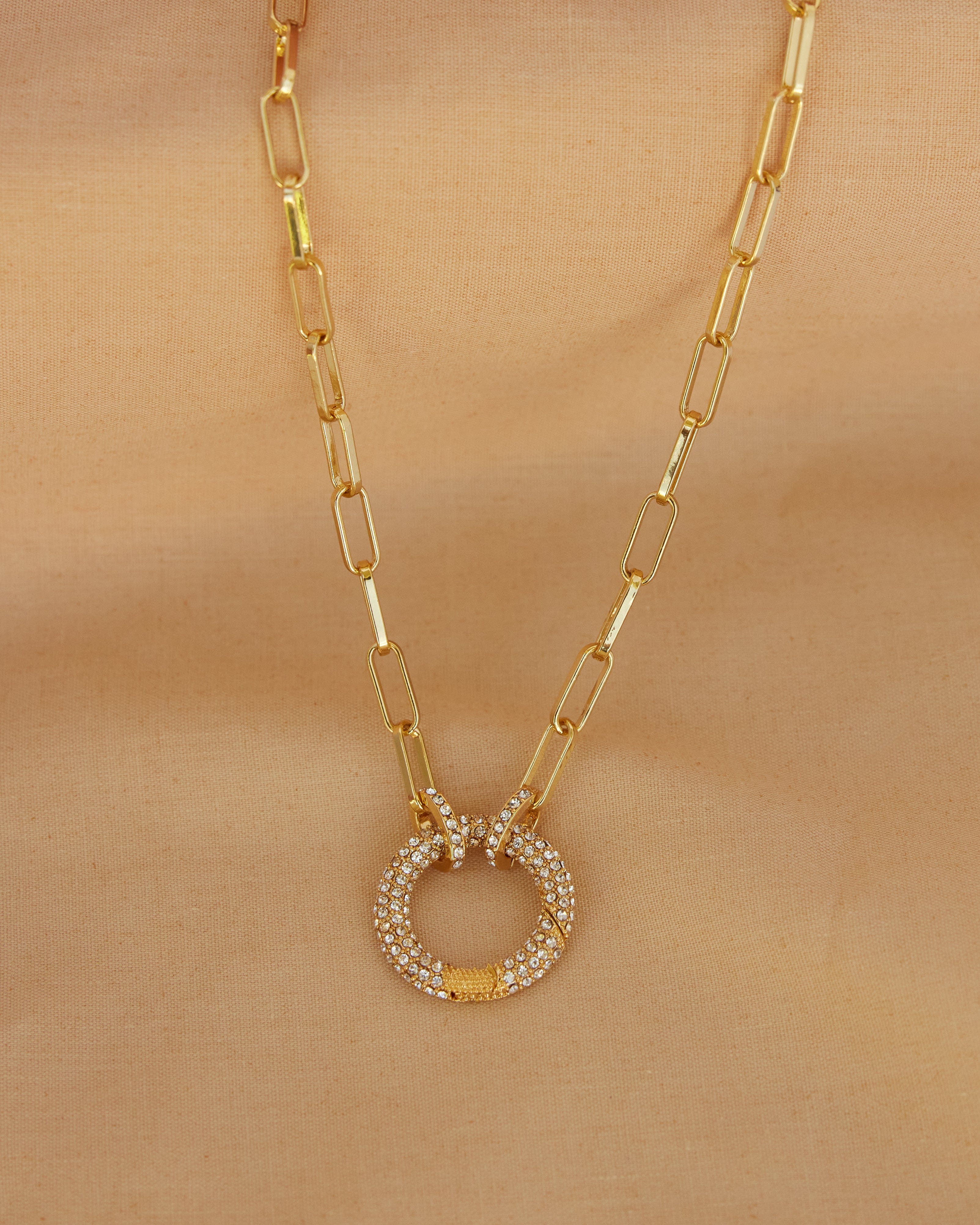 Gold necklace with circle charm