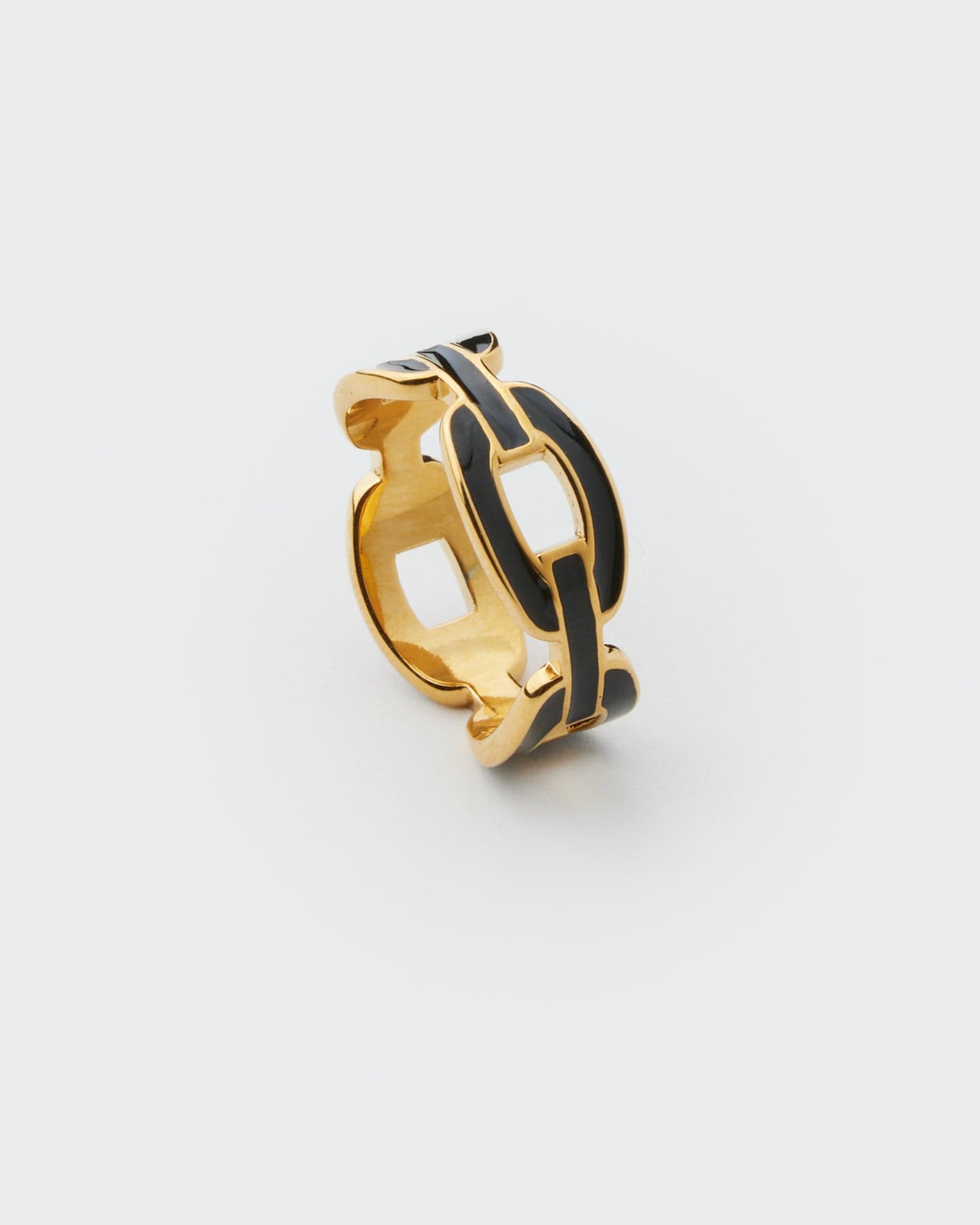 Gold and black ring resembling chain links