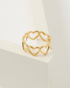Gold ring with heart design around band