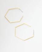 Hexagon shaped gold hoop earrings