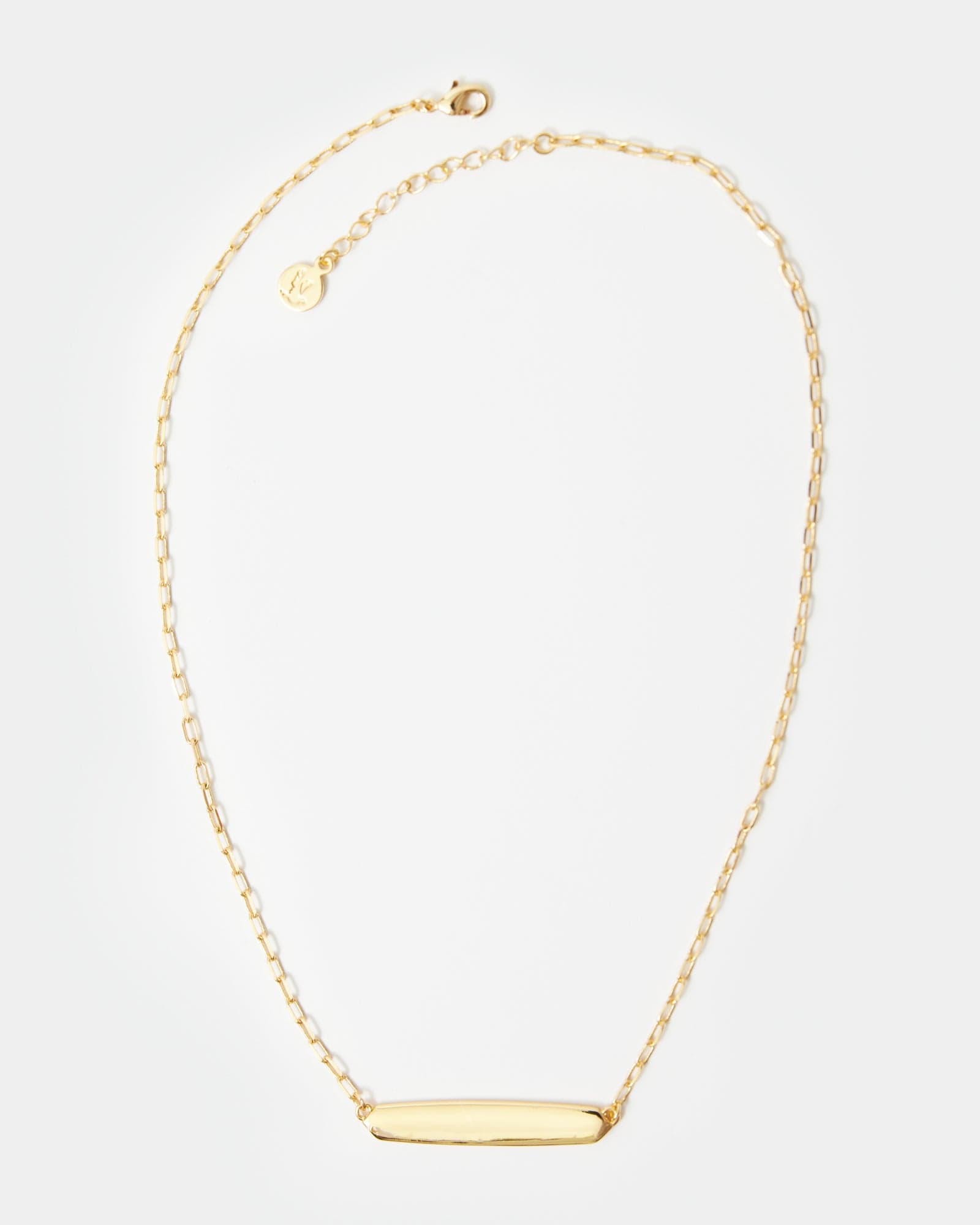 Gold necklace with plain gold bar