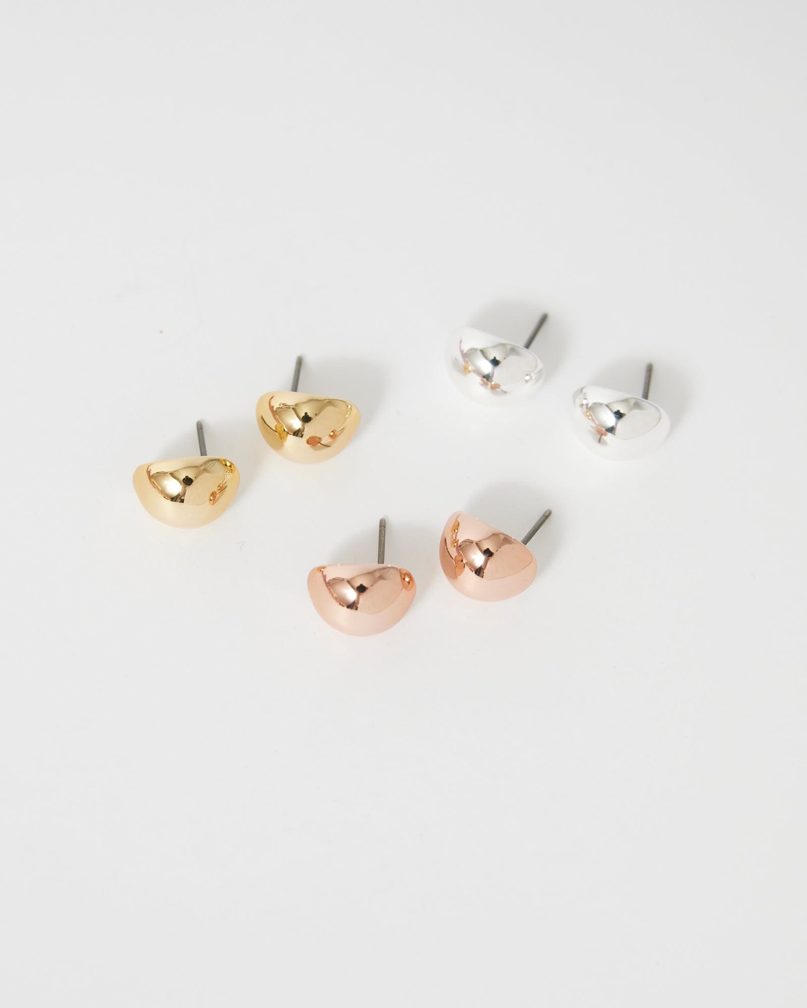 Set of 3 bubble earrings in gold, silver and rose gold
