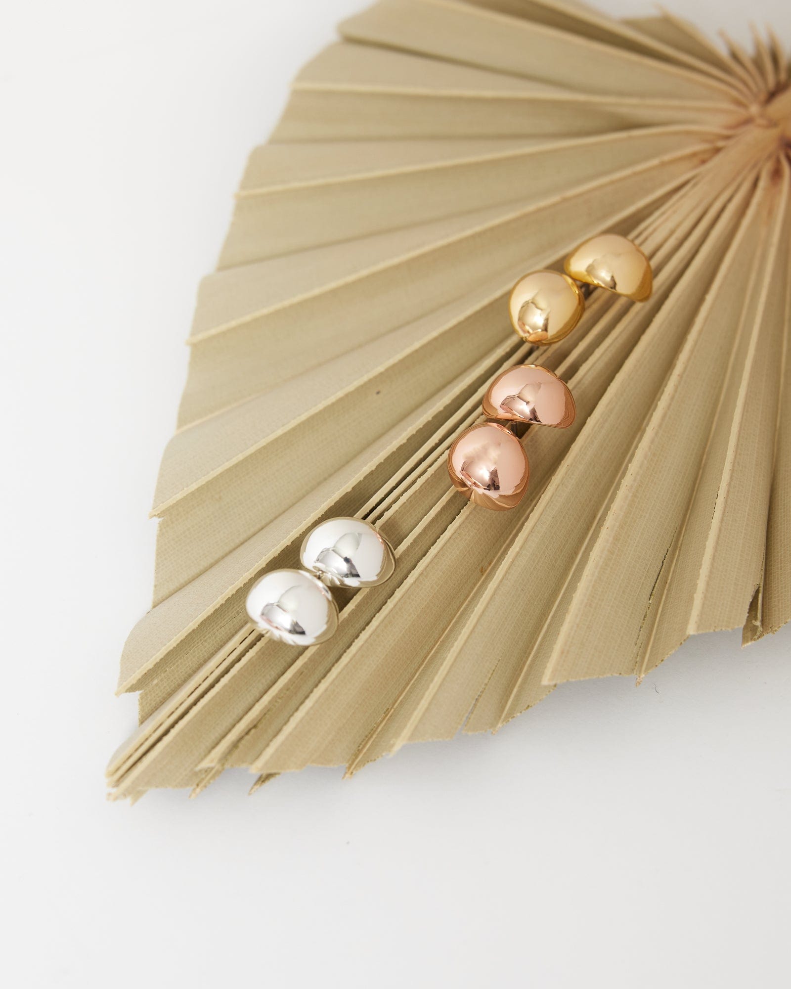 Set of 3 bubble earrings in gold, silver and rose gold
