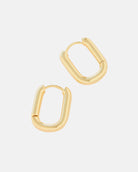 Gold curved hoop earrings.