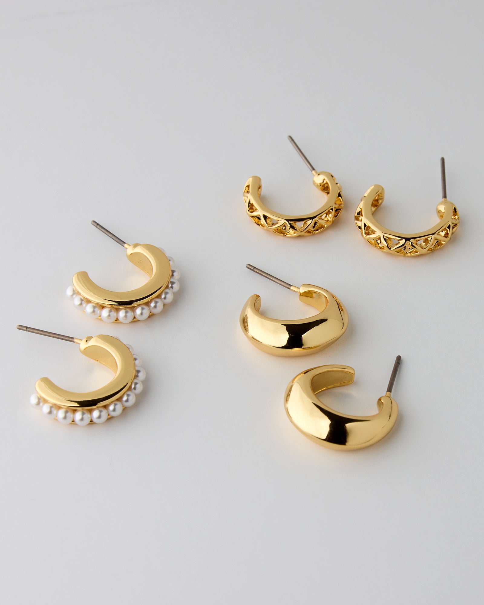 Set of 3 gold mini hoops