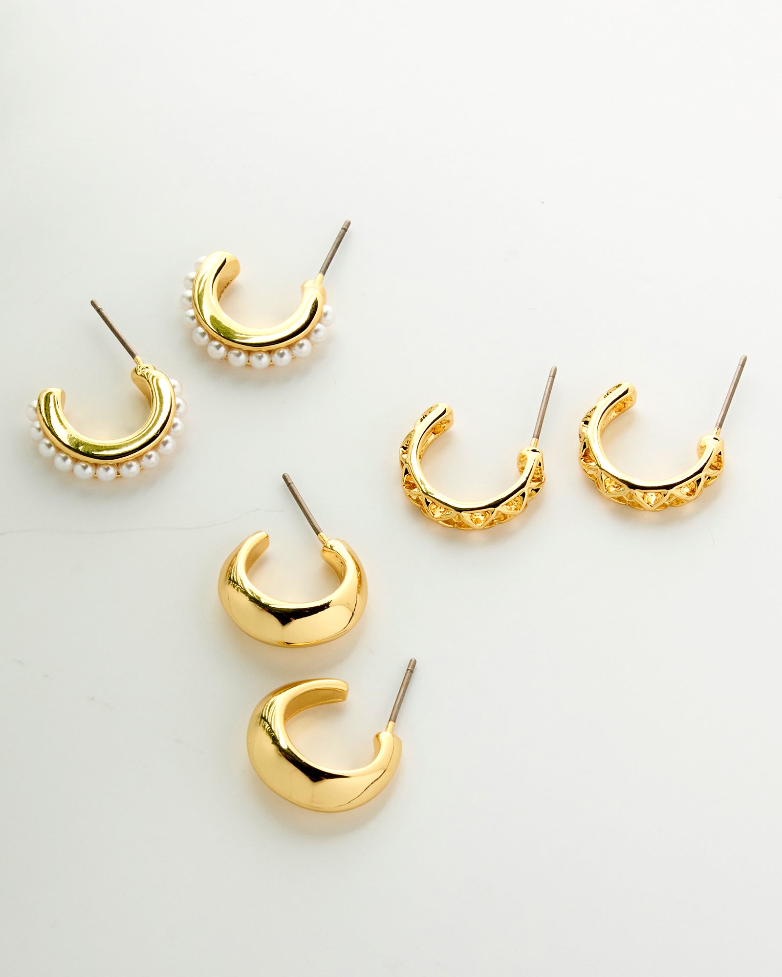 Set of 3 gold mini hoops